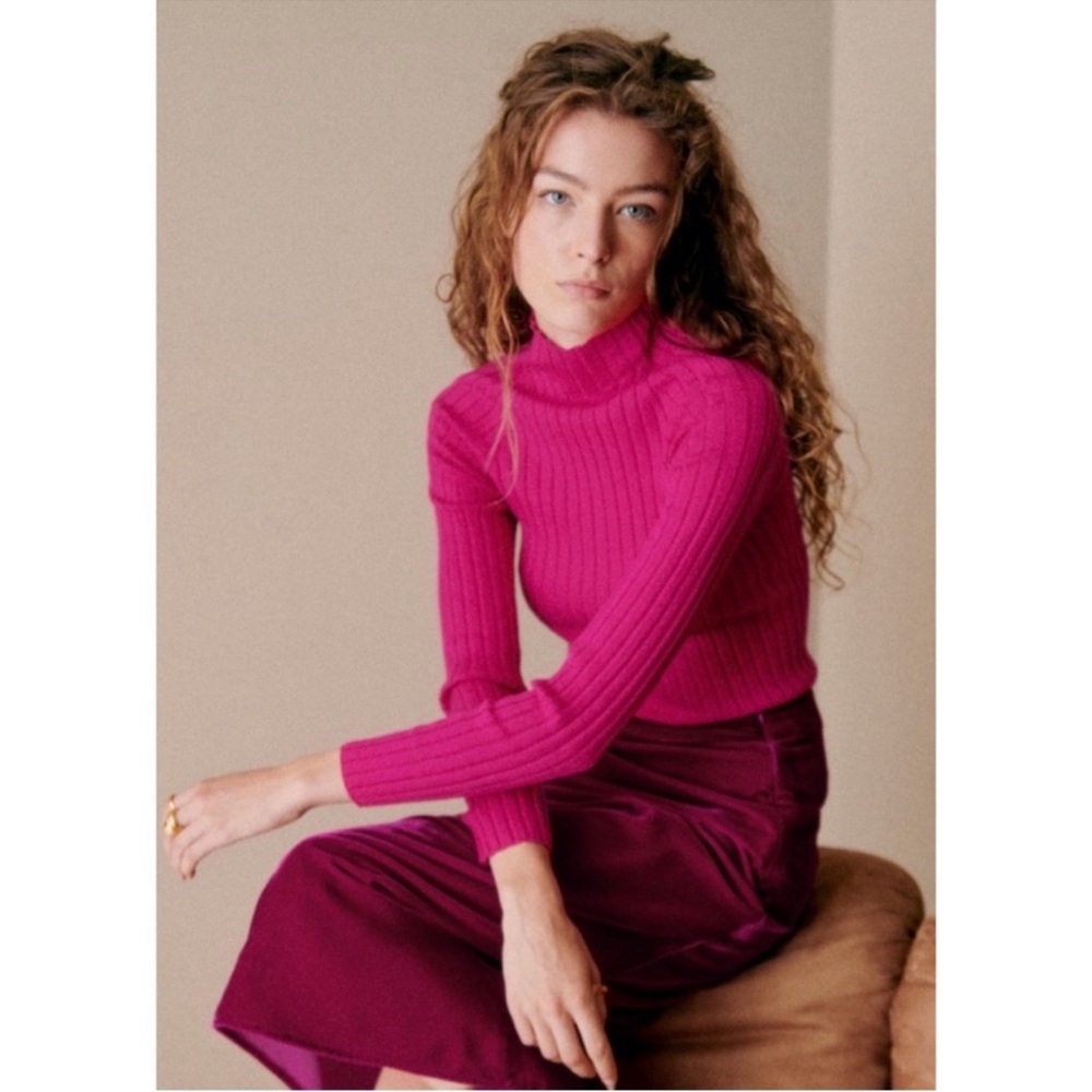 Sézane Charly Jumper Merino-Cotton Fuchsia XS